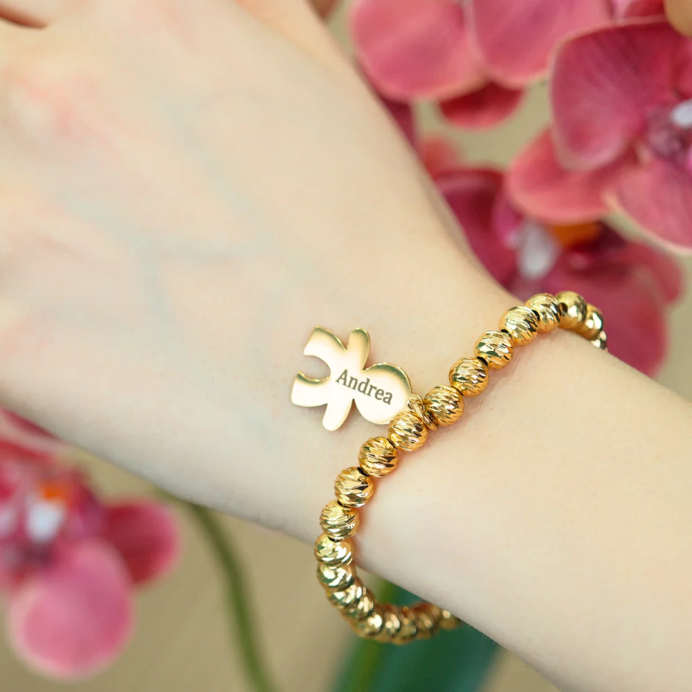 Bracciale In Perle Famiglia Con Ciondoli Bimbo Personalizzati
