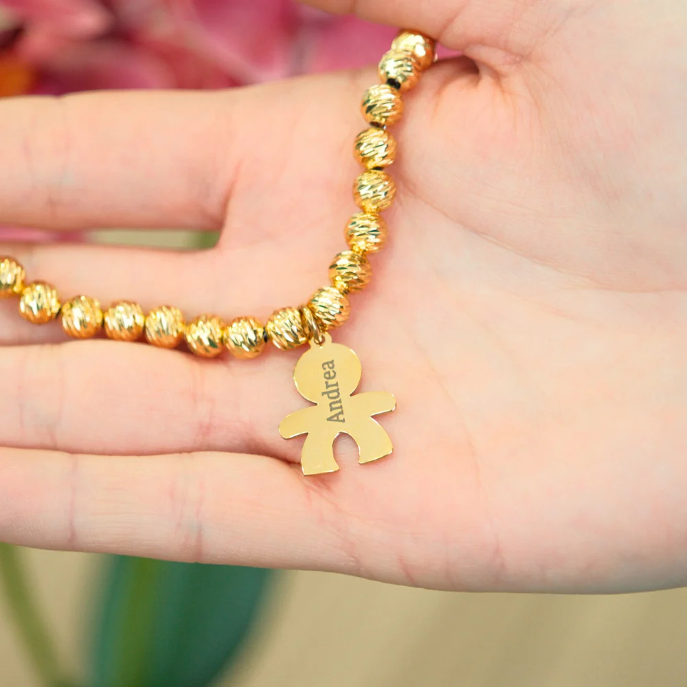 Bracciale In Perle Famiglia Con Ciondoli Bimbo Personalizzati - Image 2