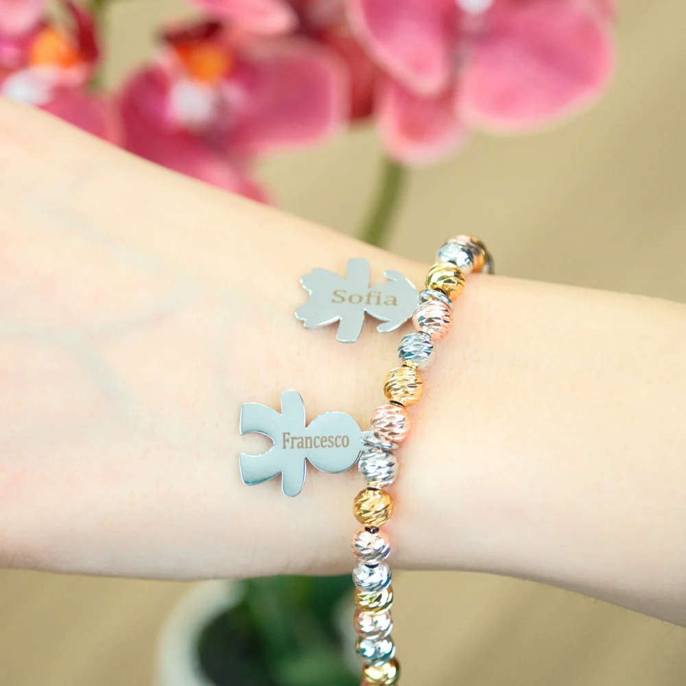 Bracciale In Perle Famiglia Con Ciondoli Bimbo Personalizzati - Image 5