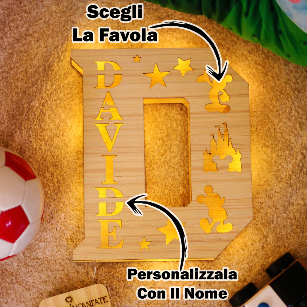 Lampada lettera personalizzata in legno con favole - Image 3