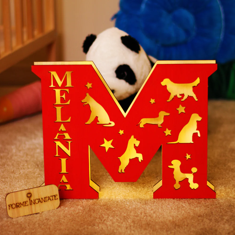 Lampada Lettera Con Cani Personalizzata - Image 3