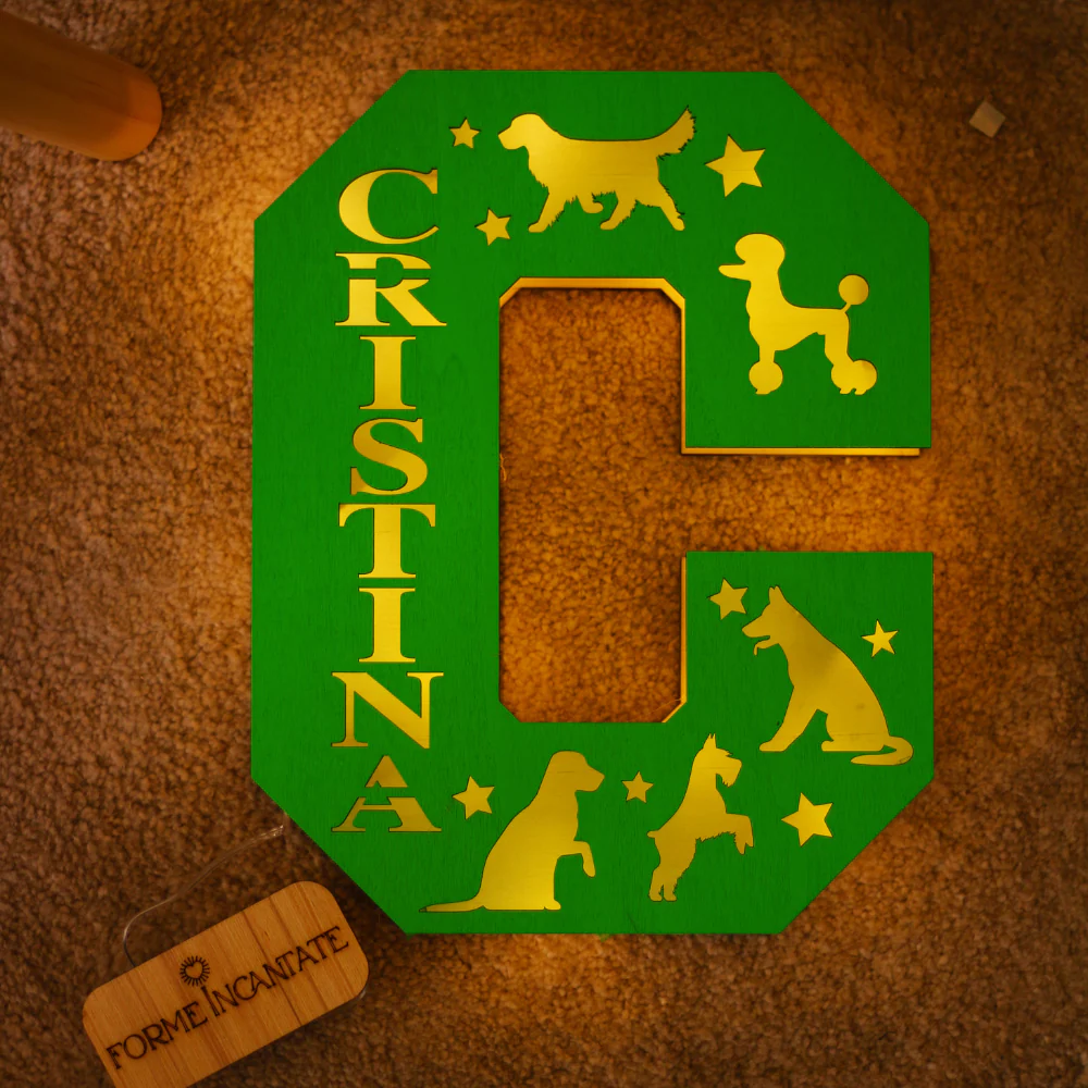 Lampada Lettera Con Cani Personalizzata - Image 7