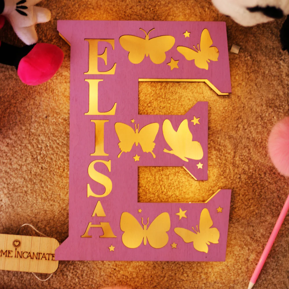 Lampada Lettera Con Farfalla E Nome Personalizzata - Image 6