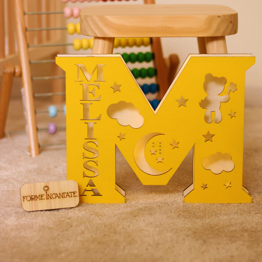 Lampada Lettera Con Orsetto Luna E Nuvole Personalizzata - Image 10