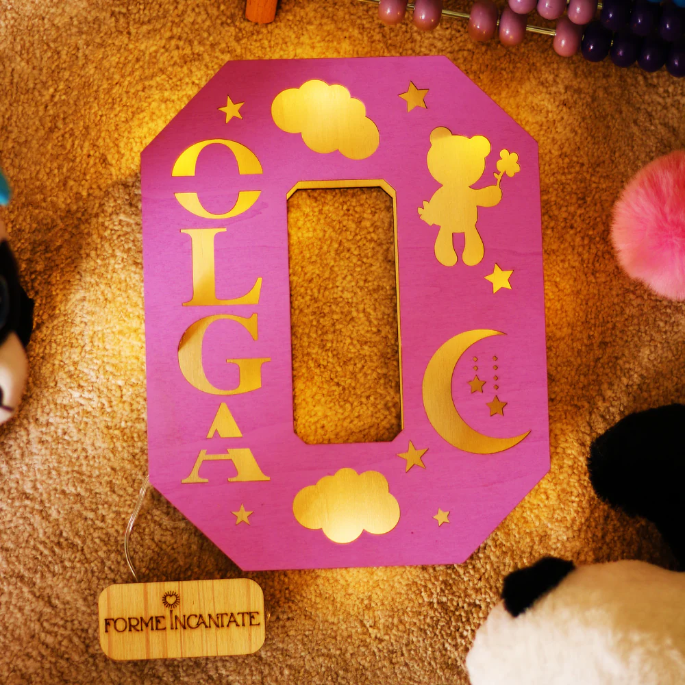 Lampada Lettera Con Orsetto Luna E Nuvole Personalizzata - Image 7