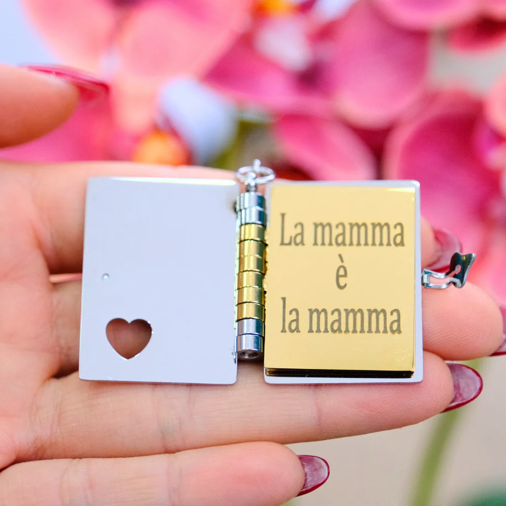 Portachiavi/Collana Book ~ Frase mamma Chi ha la mamma è ricco e non lo sa... - Image 2