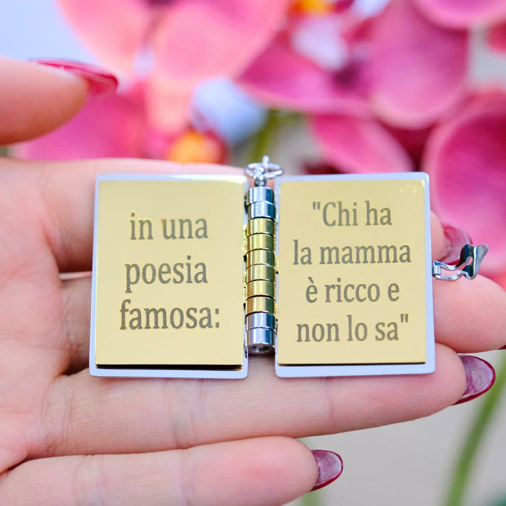 Portachiavi/Collana Book ~ Frase mamma Chi ha la mamma è ricco e non lo sa... - Image 4